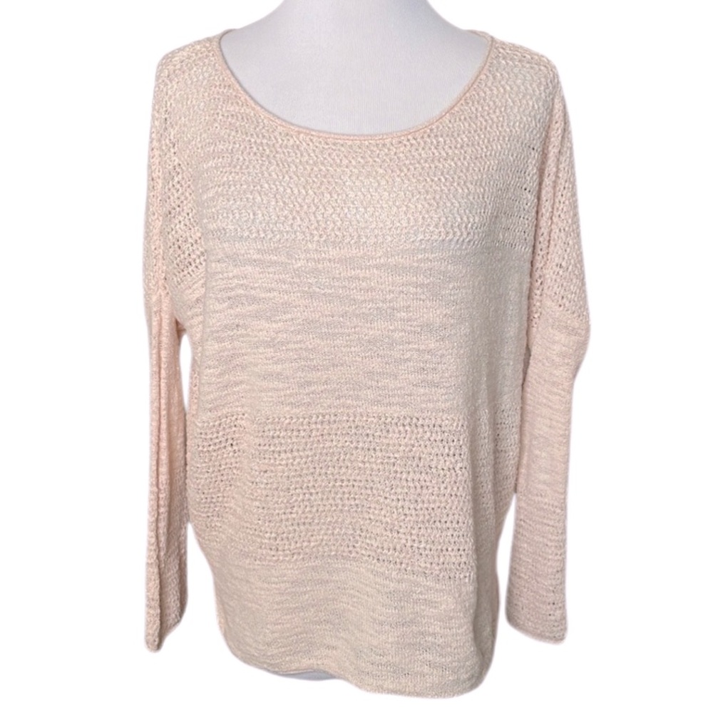 Lou & Grey Peach Loose Knit Boatneck Drop Sleeve Sweater